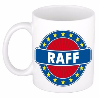 Bellatio Decorations Raff voornaam koffiemok - beker - wit/blauw - 300 ml - Cadeau - Heren - Collega - Vaderdag Multi