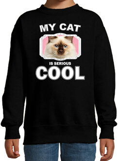 Bellatio Decorations Rag doll katten trui / sweater my cat is serious cool zwart voor kinderen 12-13 jaar (152/164)