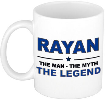 Bellatio Decorations Rayan cadeau mok - man myth legend - naam koffiemok / beker - wit en blauw - 300 ml Donkerblauw