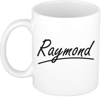 Bellatio Decorations Raymond Naam koffiemok - beker - met sierlijke letters - wit - 300 ml - Cadeau - Heren