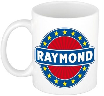 Bellatio Decorations Raymond voornaam koffiemok - beker - wit/blauw - 300 ml - Cadeau - Heren - Collega - Vaderdag Multi