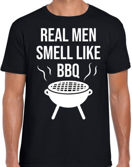 Bellatio Decorations Real men smell like bbq / barbecue cadeau t-shirt zwart voor heren