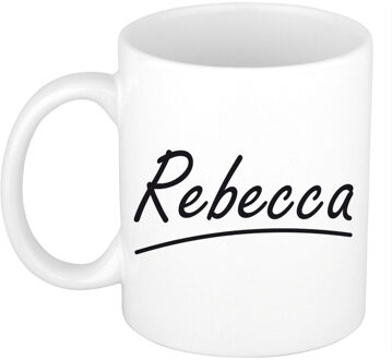 Bellatio Decorations Rebecca Naam koffiemok - beker - met sierlijke letters - wit - 300 ml - Cadeau - Dames