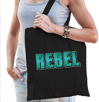 Bellatio Decorations Rebel fun tekst cadeau tas zwart dames- kado tas / tasje / shopper