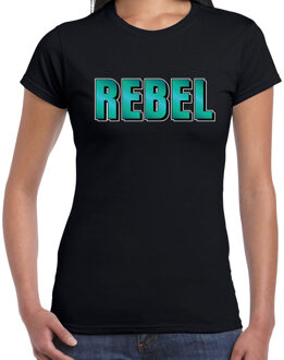 Bellatio Decorations Rebel fun tekst t-shirt zwart dames L