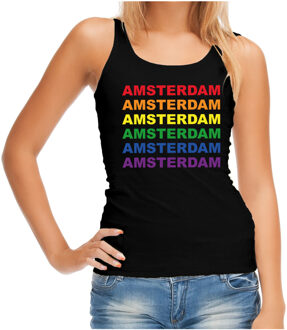 Bellatio Decorations Regenboog Amsterdam gay pride / parade zwarte tanktop voor dames - LHBT evenement tanktops kleding L