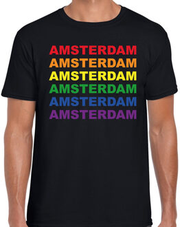 Bellatio Decorations Regenboog Amsterdam gay pride zwart t-shirt voor heren 2XL