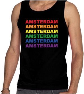 Bellatio Decorations Regenboog Amsterdam gay pride zwarte tanktop voor heren