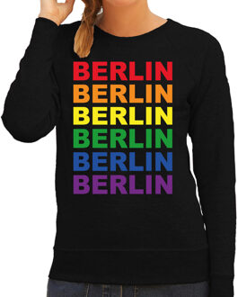 Bellatio Decorations Regenboog Berlin gay pride / parade zwarte sweater voor dames - LHBT evenement sweaters kleding 2XL