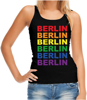 Bellatio Decorations Regenboog Berlin gay pride / parade zwarte tanktop voor dames - LHBT evenement tanktops kleding L