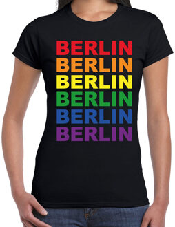 Bellatio Decorations Regenboog Berlin gay pride zwart t-shirt voor dames 2XL