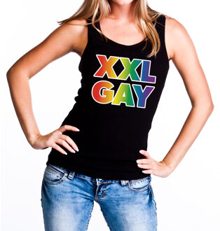 Bellatio Decorations Regenboog gay pride / parade XXL Gay zwarte tanktop voor dames - LHBT evenement tanktops kleding L