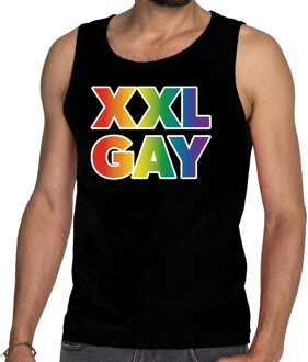 Bellatio Decorations Regenboog gay pride / parade XXL Gay zwarte tanktop voor heren - LHBT evenement tanktops kleding 2XL