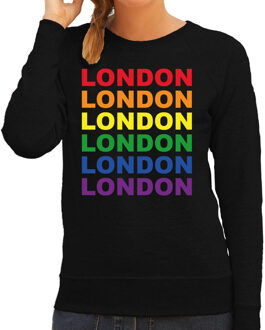 Bellatio Decorations Regenboog London gay pride / parade zwarte sweater voor dames - LHBT evenement sweaters kleding 2XL