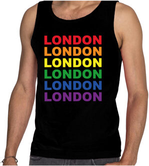 Bellatio Decorations Regenboog London gay pride / parade zwarte tanktop voor heren - LHBT evenement tanktops kleding 2XL