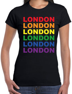 Bellatio Decorations Regenboog London gay pride zwart t-shirt voor dames