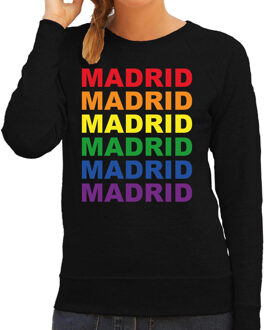 Bellatio Decorations Regenboog Madrid gay pride / parade zwarte sweater voor dames - LHBT evenement sweaters kleding 2XL