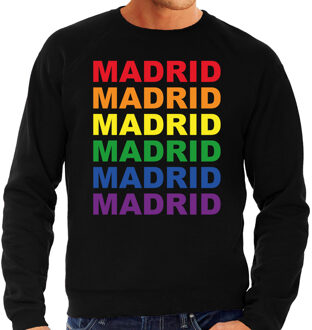 Bellatio Decorations Regenboog Madrid gay pride / parade zwarte sweater voor heren - LHBT evenement sweaters kleding 2XL