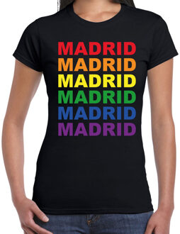 Bellatio Decorations Regenboog Madrid gay pride zwart t-shirt voor dames 2XL