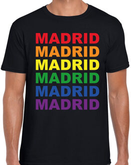 Bellatio Decorations Regenboog Madrid gay pride zwart t-shirt voor heren 2XL