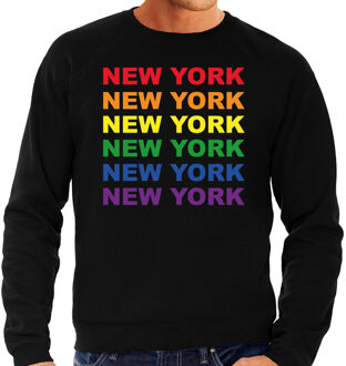 Bellatio Decorations Regenboog New York gay pride / parade zwarte sweater voor heren - LHBT evenement sweaters kleding 2XL