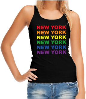 Bellatio Decorations Regenboog New York gay pride / parade zwarte tanktop voor dames - LHBT evenement tanktops kleding L