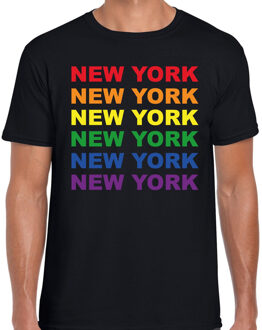 Bellatio Decorations Regenboog New York gay pride zwart t-shirt voor heren 2XL