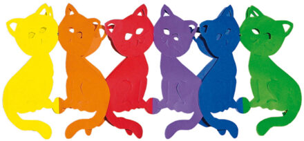 Bellatio Decorations Regenboog verjaardagsslinger katten/poezen 3 meter - Feestslingers Multikleur