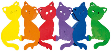 Bellatio Decorations Regenboog verjaardagsslinger katten/poezen 3 meter