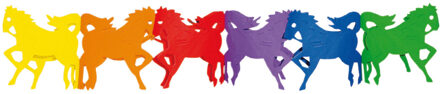 Bellatio Decorations Regenboog verjaardagsslinger paarden 3 meter