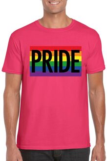 Bellatio Decorations Regenboog vlag Pride shirt roze heren 2XL