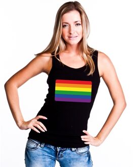 Bellatio Decorations Regenboog vlag singlet shirt/ tanktop zwart dames