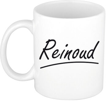 Bellatio Decorations Reinoud Naam koffiemok - beker - met sierlijke letters - wit - 300 ml - Cadeau - Heren