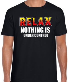 Bellatio Decorations Relax nothing is under control t-shirt zwart voor heren
