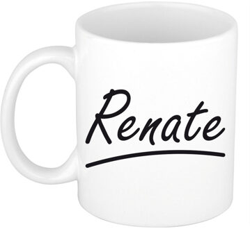 Bellatio Decorations Renate Naam koffiemok - beker - met sierlijke letters - wit - 300 ml - Cadeau - Dames