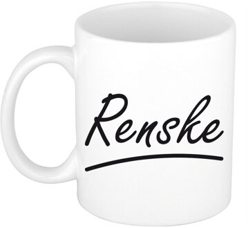 Bellatio Decorations Renske voornaam kado beker / mok sierlijke letters - gepersonaliseerde mok met naam - Naam mokken Multikleur