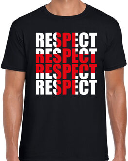 Bellatio Decorations Respect rood kruis t-shirt zwart voor heren 2XL