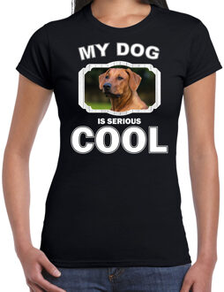 Bellatio Decorations Rhodesische pronkrug  honden t-shirt my dog is serious cool zwart - dames - Pronkruggen liefhebber cadeau shirt 2XL