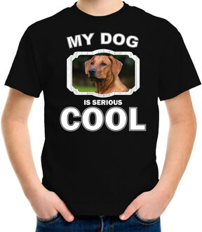 Bellatio Decorations Rhodesische pronkrug  honden t-shirt my dog is serious cool zwart - kinderen - Pronkruggen liefhebber cadeau shirt M (134-140)