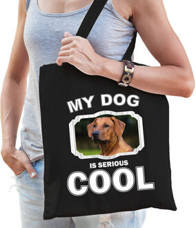 Bellatio Decorations Rhodesische pronkrug honden tasje zwart volwassenen en kinderen - my dog serious is cool kado boods