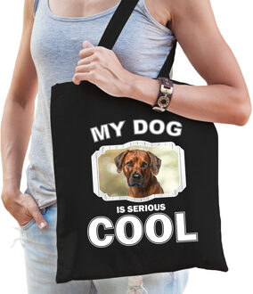 Bellatio Decorations Rhodesische pronkrug honden tasje zwart volwassenen en kinderen - my dog serious is cool kado boods