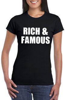 Bellatio Decorations Rich & famous fun t-shirt zwart voor dames 2XL - Feestshirts