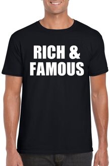 Bellatio Decorations Rich & famous tekst t-shirt zwart heren 2XL