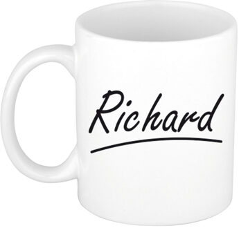 Bellatio Decorations Richard voornaam kado beker / mok sierlijke letters - gepersonaliseerde mok met naam - Naam mokken Multikleur