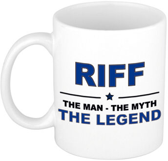 Bellatio Decorations Riff cadeau mok - man myth legend - naam koffiemok / beker - wit en blauw - 300 ml
