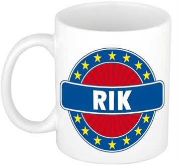 Bellatio Decorations Rik voornaam koffiemok - beker - wit/blauw - 300 ml - Cadeau - Heren - Collega - Vaderdag