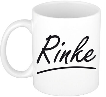 Bellatio Decorations Rinke voornaam kado beker / mok sierlijke letters - gepersonaliseerde mok met naam - Naam mokken Multikleur