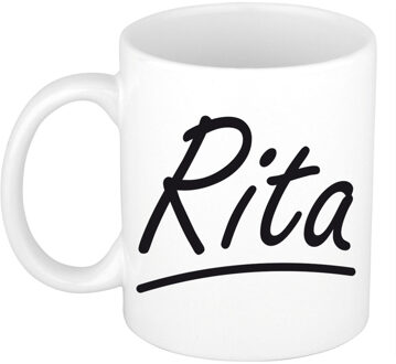 Bellatio Decorations Rita voornaam kado beker / mok sierlijke letters - gepersonaliseerde mok met naam - Naam mokken Multikleur