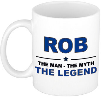 Bellatio Decorations Rob cadeau mok - man myth legend - naam koffiemok / beker - wit en blauw - 300 ml Donkerblauw