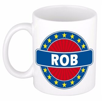 Bellatio Decorations Rob voornaam koffiemok - beker - wit/blauw - 300 ml - Cadeau - Heren - Collega - Vaderdag Multi